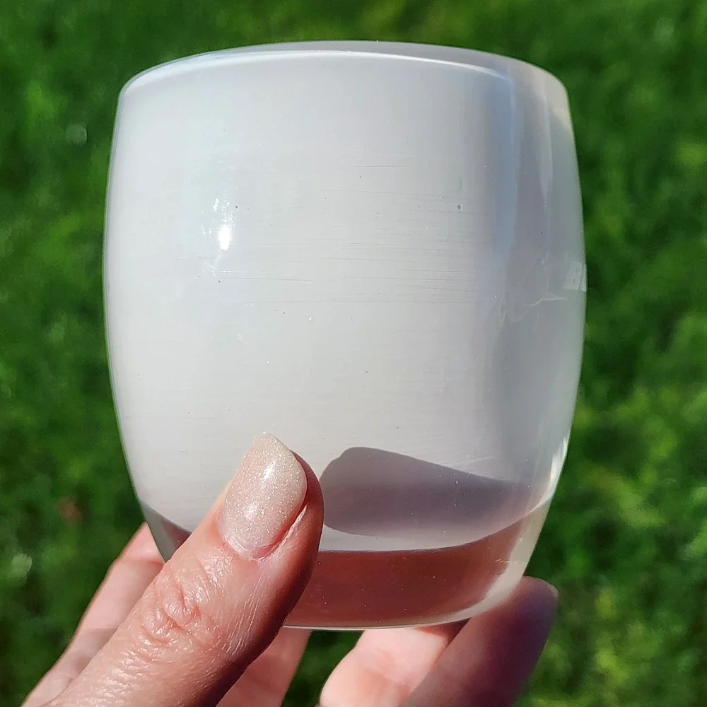 Glassybaby Hoda White Hand Blown Glass Votive Candle Holder Etched Boeing Logo